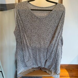 Women's Brown Leopard Print V-Neck Top